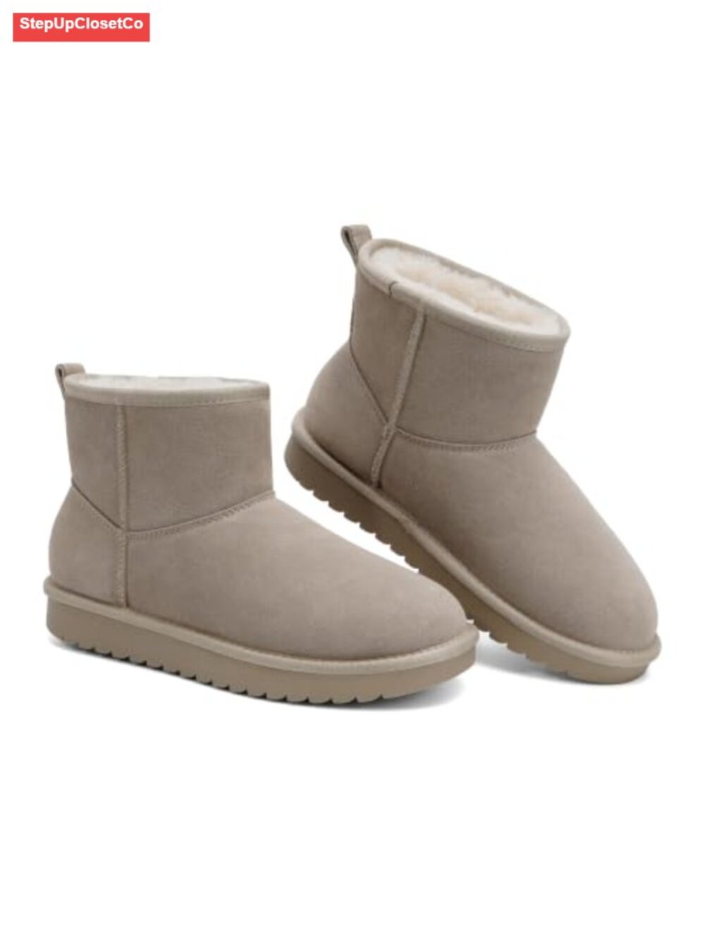 Genuine Suede Leather Ankle Mini Boots Women Snow Winter Booties Faux Fur Lined
